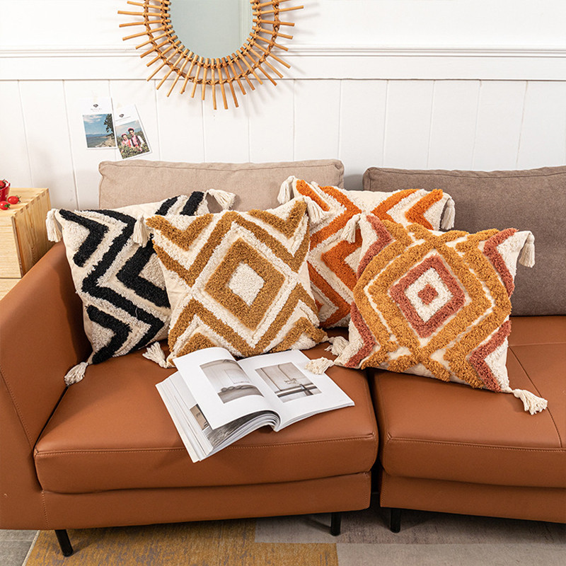 Boho Tufted párnahuzat 45X45/30X50cm Dekoráció Maison Morocco Nordic Style pamut párnahuzat szék kanapéhoz Ingyenes szállítás