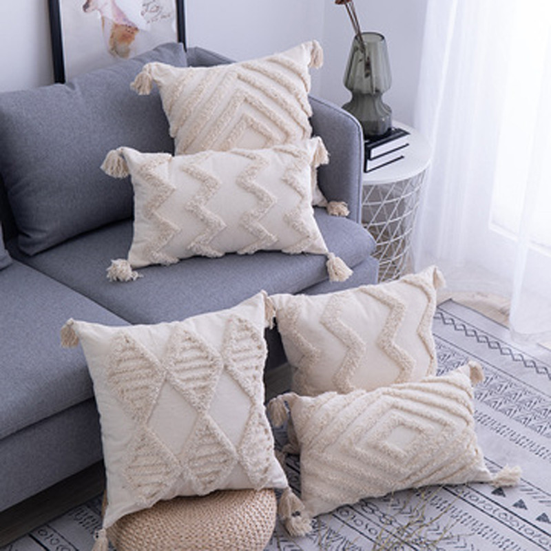 Boho Tufted párnahuzat 45X45/30X50cm Dekoráció Maison Morocco Nordic Style pamut párnahuzat szék kanapéhoz Ingyenes szállítás