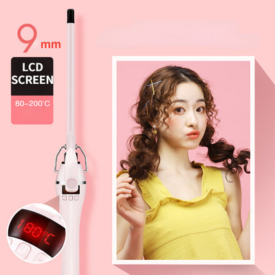 Novi dolazak 9 mm uvijač za kosu LCD ekran Vuneni uvijač za kosu Keramički Teddy Superfine Frizerski alati za trajnu Uvijači za kosu Uvijači