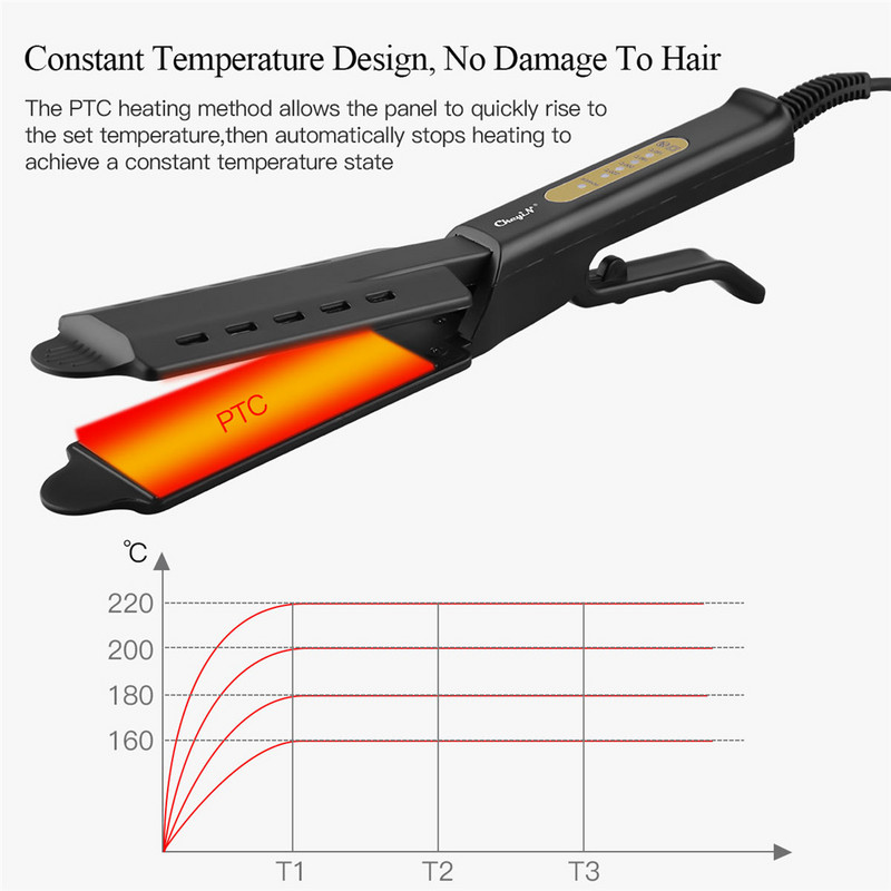 CkeyiN Titanium legura profesionalno glačalo glačalo za kosu s podesivom temperaturom glačalo za kosu brzo zagrijavanje.