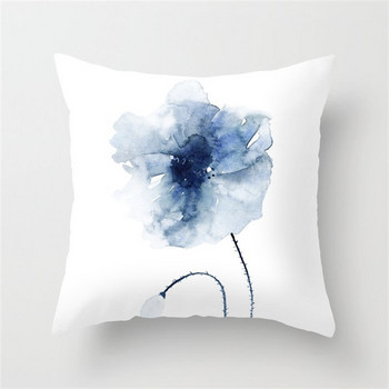 45x45cm синьо мастило цвете калъфка за възглавница диван хол декорация на дома абстрактна геометрична полиестерна калъфка за възглавница декор за спалня