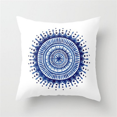 45x45cm kék tinta virág párnahuzat kanapé nappali lakberendezés Absztrakt geometrikus poliészter párnahuzat hálószoba dekoráció
