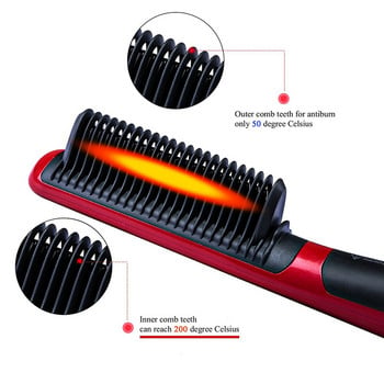 Hair Straight Ηλεκτρικό ισιωτικό μαλλιών Steam Hot Comb Beard Straightener Styler Brush Εργαλεία styling μαλλιών για γυναίκες