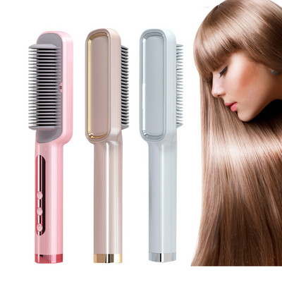 Ηλεκτρική βούρτσα ισιώματος μαλλιών Hot Comb Χτένα ισιώματος μαλλιών κατά του ζεματίσματος Γρήγορη θερμαινόμενη επίπεδη σίδερο κεραμική μπούκλα για μπούκλες μαλλιών