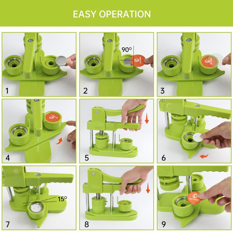 25/32/37/44/58MM Машина за създаване на копчета за значки Направи си сам Машина за създаване на значки, машина за перфориране без инсталация, произведения на изкуството за правене на копчета