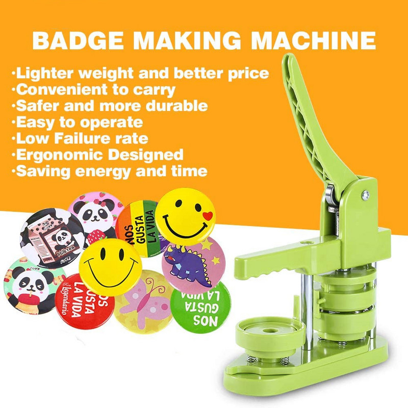 25/32/37/44/58MM Машина за създаване на копчета за значки Направи си сам Машина за създаване на значки, машина за перфориране без инсталация, произведения на изкуството за правене на копчета