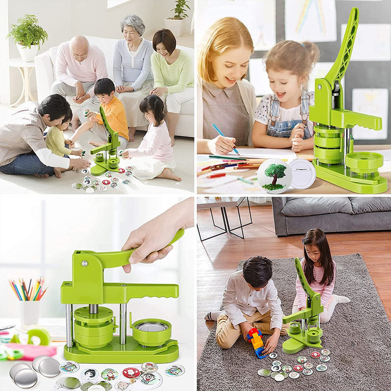 25/32/37/44/58MM Машина за създаване на копчета за значки Направи си сам Машина за създаване на значки, машина за перфориране без инсталация, произведения на изкуството за правене на копчета