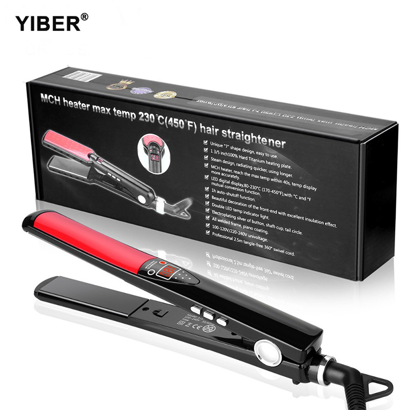 MCH Încălzire rapidă Placă de îndreptat părul Afișaj LCD Acoperire ceramică Curling Fier plat Instrumente profesionale de styling Fier de îngrijire a frumuseții