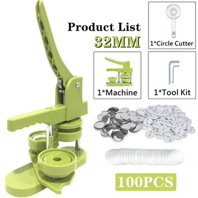 Stroj na výrobu gombíkov 25MM-58MM Sada odznakov pre domácich majstrov, výroba gombíkových špendlíkov so 100-500 ks dielov na gombíky + kruhový rezač, lis na odznaky