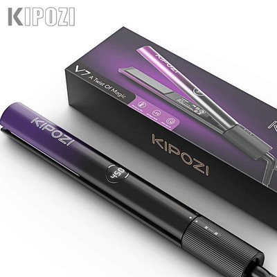KIPOZI hajvasaló 2 az 1-ben lapos vasaló hajsütővas nano titán azonnali fűtésű lapos vasaló digitális LCD kijelzővel