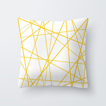 45X45CM Геометричен печат Жълта цветна лента Калъфка за възглавница Спалня Всекидневна Столче за кола Диван Мека калъфка за възглавница Декоративна за дома