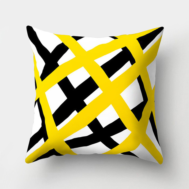 45X45CM geometriai nyomtatás sárga színű csík párnahuzat hálószoba nappali autós ülés kanapé Puha párnahuzat otthoni dekoráció