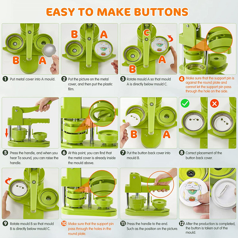 25MM-58MM Stroj za izradu gumba za značke, Stroj za prešanje bedževa bez instalacije za izradu dijelova gumba za umjetničke rukotvorine DIY