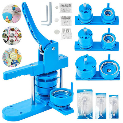 Kit de mașină pentru crearea de butoane de insigne de 25 + 32 + 58 mm cu 300 buc de piese pentru butoane + tăietor de cerc + 3 matrițe, set de insigne DIY pentru butoane