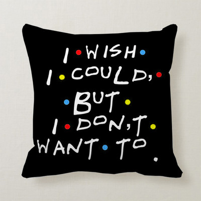 Classic Friends TV Show Crni jastučnica s otisnutim citatom Poliesterska četvrtasta jastučnica Home Hotel Auto Ukrasna jastučnica