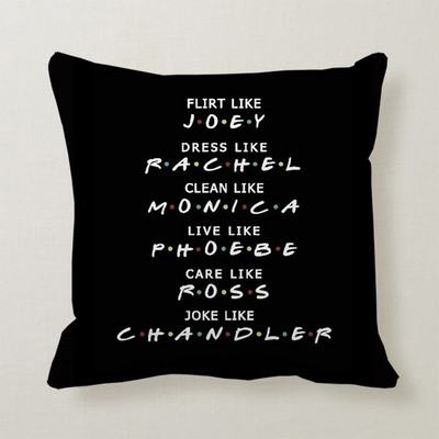 Classic Friends TV Show Crni jastučnica s otisnutim citatom Poliesterska četvrtasta jastučnica Home Hotel Auto Ukrasna jastučnica