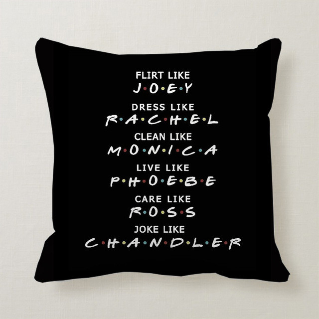 Classic Friends TV Show Crni jastučnica s otisnutim citatom Poliesterska četvrtasta jastučnica Home Hotel Auto Ukrasna jastučnica