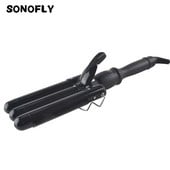 SONOFLY 22mm LCD ondulator de par electric triplu butoi ceramica ondulator par ondulat instrumente de styling anioni încălzire rapidă JF-112