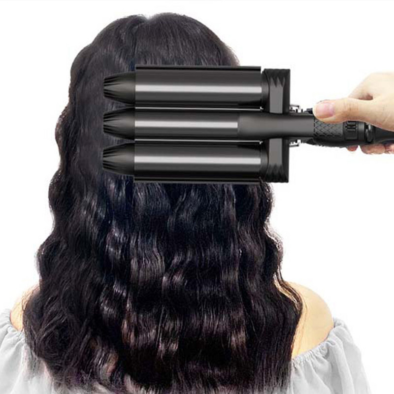 SONOFLY 22mm LCD ondulator de par electric triplu butoi ceramica ondulator par ondulat instrumente de styling anioni încălzire rapidă JF-112