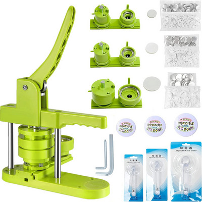 25+32+58MM Комплект машини за създаване на бутони за значки с 300 бр. части за бутони+кръгла резачка+3 форми, Направи си сам комплект значки за значки за натискане на бутони