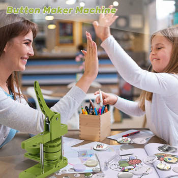Машина за създаване на значки за копчета за художествени занаяти, Направи си сам машина за натискане на бутони за значки със сменяема форма 25/32/37/44/58MM