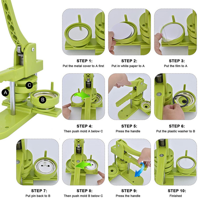 Μηχάνημα κατασκευής κουμπιών σήματος για καλλιτεχνικές χειροτεχνίες, Μηχανή κατασκευής σημάτων με κουμπιά πιέζοντας DIY με αντικαταστάσιμο καλούπι 25/32/37/44/58mm