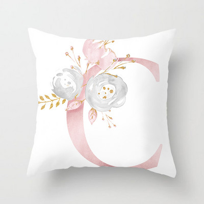 26 betűs Rózsaszín Párnahuzat Betűpárnahuzat 45*45cm Ábécé betű Dekoratív Párnahuzatok Rózsaszín párnahuzat almohada