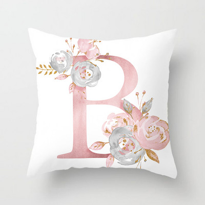 26 betűs Rózsaszín Párnahuzat Betűpárnahuzat 45*45cm Ábécé betű Dekoratív Párnahuzatok Rózsaszín párnahuzat almohada