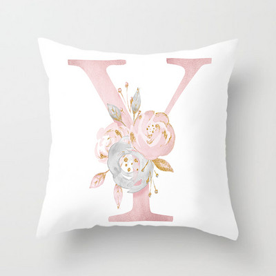 26 betűs Rózsaszín Párnahuzat Betűpárnahuzat 45*45cm Ábécé betű Dekoratív Párnahuzatok Rózsaszín párnahuzat almohada