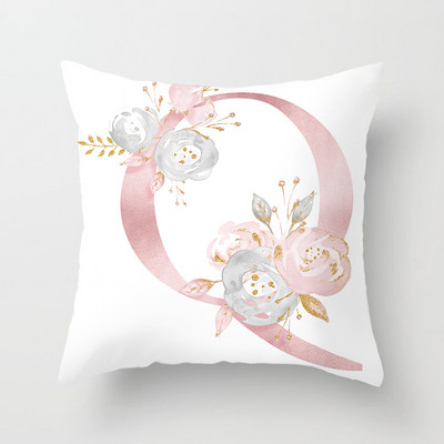 26 betűs Rózsaszín Párnahuzat Betűpárnahuzat 45*45cm Ábécé betű Dekoratív Párnahuzatok Rózsaszín párnahuzat almohada
