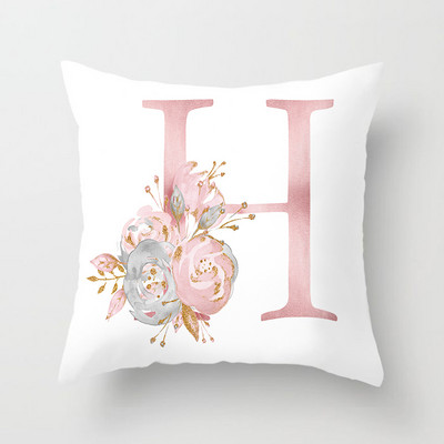 26 betűs Rózsaszín Párnahuzat Betűpárnahuzat 45*45cm Ábécé betű Dekoratív Párnahuzatok Rózsaszín párnahuzat almohada