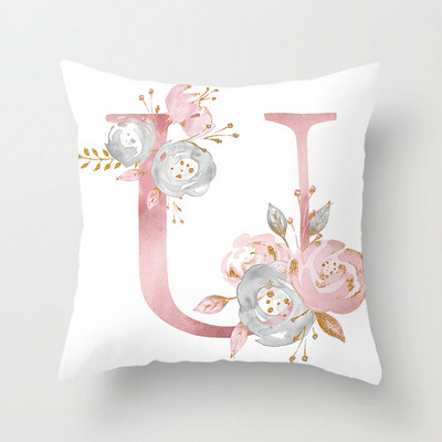 26 betűs Rózsaszín Párnahuzat Betűpárnahuzat 45*45cm Ábécé betű Dekoratív Párnahuzatok Rózsaszín párnahuzat almohada