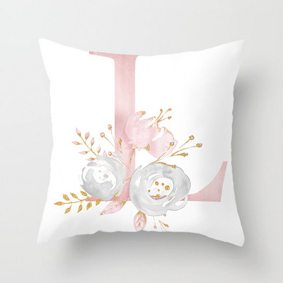 26 betűs Rózsaszín Párnahuzat Betűpárnahuzat 45*45cm Ábécé betű Dekoratív Párnahuzatok Rózsaszín párnahuzat almohada