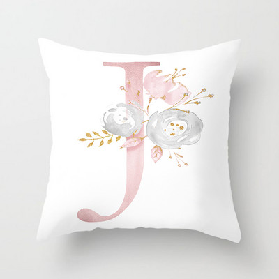 26 betűs Rózsaszín Párnahuzat Betűpárnahuzat 45*45cm Ábécé betű Dekoratív Párnahuzatok Rózsaszín párnahuzat almohada