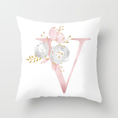 26 betűs Rózsaszín Párnahuzat Betűpárnahuzat 45*45cm Ábécé betű Dekoratív Párnahuzatok Rózsaszín párnahuzat almohada