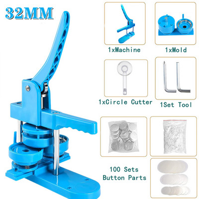 Stroj za izradu gumba za značke 25+32+58MM Set bedževa -300 kom. dijelova za gumbe + 3 kalupa + 3 kružna rezača, DIY Stroj za prešanje za značke
