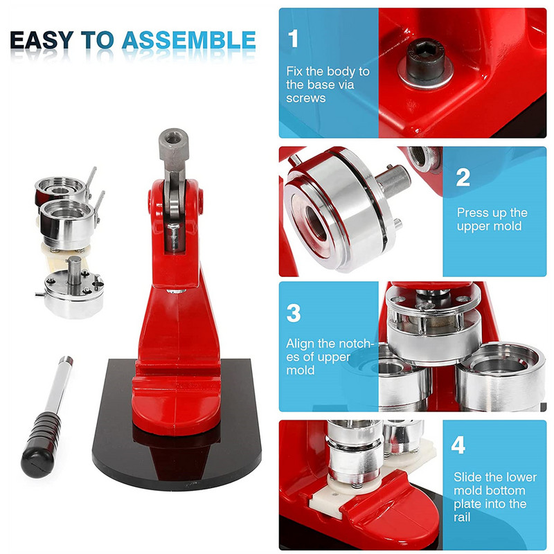 Stroj za izradu gumba DIY set bedževa za značke, 25/32/37/44/58 MM stroj za prešanje znački sa 100 dijelova gumba + kružni rezač + kalup