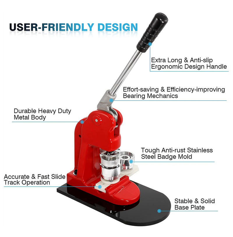 Stroj za izradu gumba DIY set bedževa za značke, 25/32/37/44/58 MM stroj za prešanje znački sa 100 dijelova gumba + kružni rezač + kalup