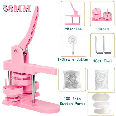 25+32+58MM Stroj za izradu gumba Set višestrukih veličina DIY bedževa, 300 dijelova gumba+kružni rezač+kalup, Stroj za izradu bedževa