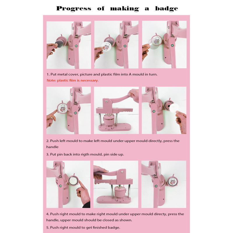 Mygtukų gaminimo mašina „pasidaryk pats“ smeigtuko mygtuko asmeninis ženkliuko presas Rankų darbo metalinių reikmenų ženkliukų mašina