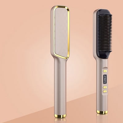 Bărbați Curler Barba Pieptene fierbinte Ondulator de par Turmalina Ceramica Ondulator Perie Plans de indreptat Parul Ondulator