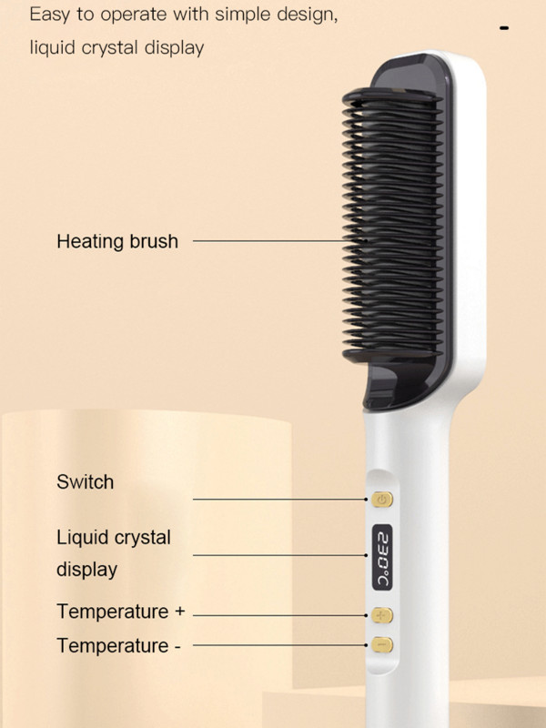 Bărbați Curler Barba Pieptene fierbinte Ondulator de par Turmalina Ceramica Ondulator Perie Plans de indreptat Parul Ondulator
