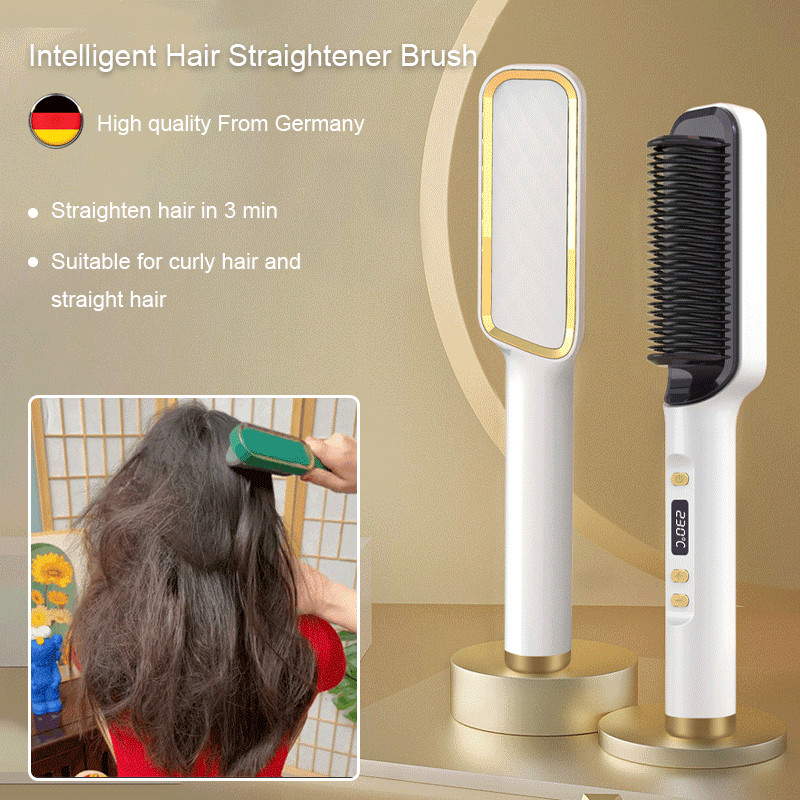 Bărbați Curler Barba Pieptene fierbinte Ondulator de par Turmalina Ceramica Ondulator Perie Plans de indreptat Parul Ondulator