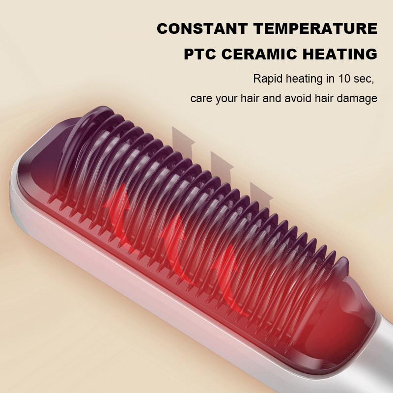 Bărbați Curler Barba Pieptene fierbinte Ondulator de par Turmalina Ceramica Ondulator Perie Plans de indreptat Parul Ondulator