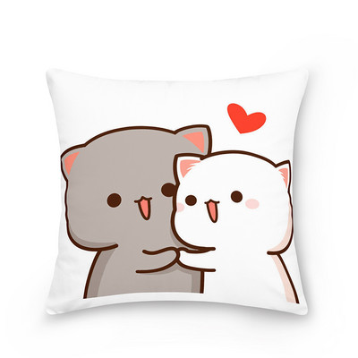 45x45cm poliester model de desene animate fata de perna decorativa piersic pisica husa de perna fata de perna canapea fata de perna masina