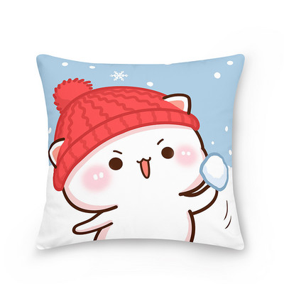 45x45cm poliester model de desene animate fata de perna decorativa piersic pisica husa de perna fata de perna canapea fata de perna masina