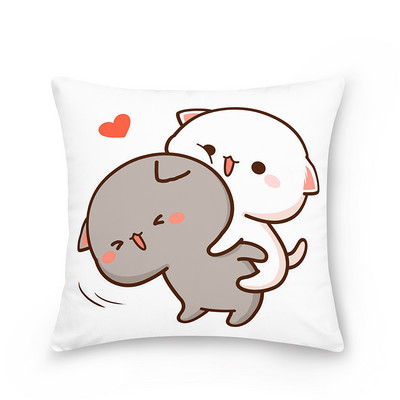 45x45cm poliester model de desene animate fata de perna decorativa piersic pisica husa de perna fata de perna canapea fata de perna masina
