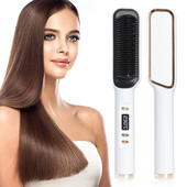 Naujas plaukų tiesinimo šukos Vyriškas barzdos tiesinimo šepetys turmalinas Keraminis plaukų suktukų šepetys Plaukų šukos tiesintuvai garbanoti