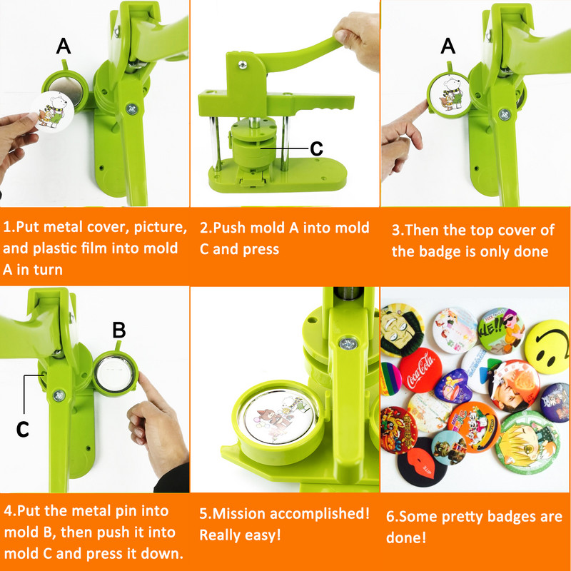 Ženklelių gaminimo mašinos smeigtuko mygtuko paspaudimo pjaustytuvo apskritimo mygtuko ženkliukų mašinos ženkliukų mygtukų gamybos rinkiniai