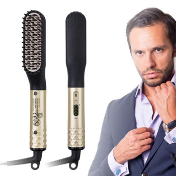 Многофункционална изправяне на коса Мъжка преса за брада Четка Гребен за коса Професионална маша за коса Бързо нагряване Инструменти за оформяне